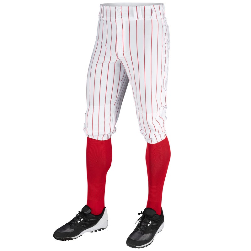 CHAMPRO mens Classic Youth Triple Crown Pinstripe Polyester Baseball Knicker, White, Scarlet, X-Large US - Image 1